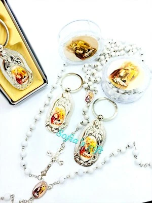 24 First Communion Recuerdos12 Keychain Primera Comunion12 Rosaries comunion boy - Image 1 of 3