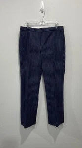 Talbots pants navy blue pinstripe cotton size 12 women’s straight bootcut NEW - Picture 1 of 17