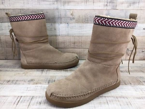 Toms Nepal Tribal Sand Suede Faux Fur Lined Rubber Sole Boots Women's sz 5.5 - Picture 1 of 9