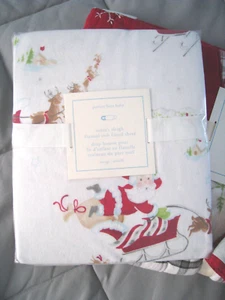 Sábana cuna de franela Pottery Barn Kids Santa guardería niño ~ trineo de Papá Noel ~ - Imagen 1 de 1