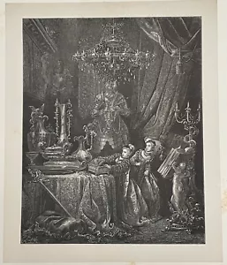 GUSTAVE DORÉ - FAIRY TALES BY PERRAULT Wood Engraving, 1862 - BLUEBEARD (#3) - Imagen 1 de 6