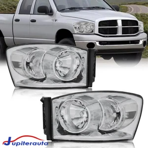 FOR 2006-2009 DODGE RAM 1500 2500 3500 CHROME HOUSING CLEAR CORNER HEADLIGHT - Picture 1 of 17