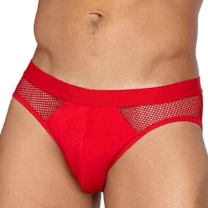 Calzoncillos para hombre malla transparente laterales espalda jersey tejido contorneado bolsa roja LI590 - Imagen 1 de 4
