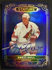 2022-23 Upper Deck Stature Brett Hull Photo Variant Blue Auto /3 #4 Coyotes