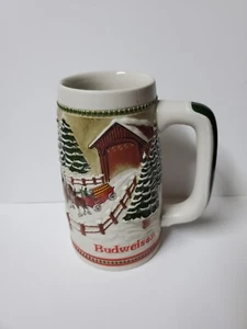 Budweiser Beer Mug - Snowy Winter's Eve Clydesdales Budweiser Ceramarte Stein LE - Picture 1 of 5