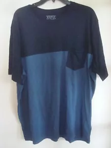 Men's T Shirt Navy Colorblock W Pocket Size XL Simply Styled - Picture 1 of 2