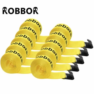 4"x30' Winch Straps w/flat hook / WLL 5500 lbs Flatbed Tie Down Strap 10 Pack - Picture 1 of 5