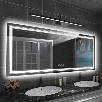 LED Bathroom Mirror 63x32'' with Front and Backlight Large Dimmable Wall Mirrors - Image 1 of 4