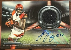 Parche reliquia AJ Green 2014 Topps automático/50 autógrafo de los Cincinnati Bengals - Imagen 1 de 2