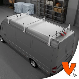 H1 3-Bar Steel Rack System Mercedes Sprinter 2002-2006 High Roof White - Picture 1 of 10