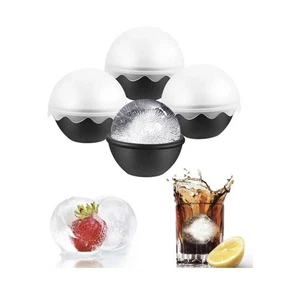 2" Round Ice Cube Ball Maker Tray Silicone Sphere Whiskey Cocktails - 8 Molds - Picture 1 of 4