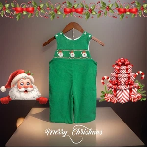 Velluto a coste natalizio bambino nuovo con etichetta Petit Bebe by Anavini Smocked Jon Jon 3 mesi  - Foto 1 di 9