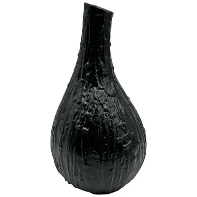 Bergamo Art 12" Tall Decorative Handmade Aluminum Bottle Flower Vase in Black - Image 1 of 4