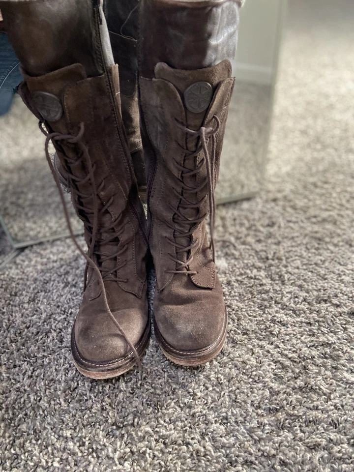 Botas con cordones de cuero marrón Foundry Co vintage talla 7 Foto 1 de 4