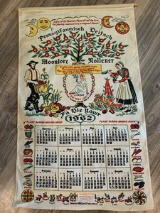 Vintage 1962 Linen Wall Calendar Some Yellowing Pennsylvania Dutch - Picture 1 of 5