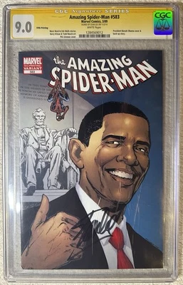 The Amazing Spider-Man #583 CGC SS 9.0 Signed Stan Lee 5th Print Obama Variant - Image 1 of 2