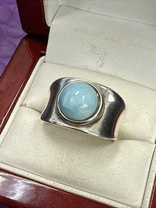 ❤️Vintage blauer Larimar 925 Sterling Silber Ring Größe 9 (3) - Bild 1 von 7