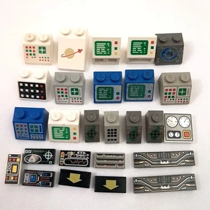 Lego gedruckt Control Gauge Panels Computer Bildschirm Fliesen Stücke Weltraum Konvolut x26 - Bild 1 von 8