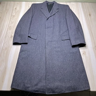 Vintage Brooks Brothers Long Coat Herringbone Tweed Wool Mens Size 44R Top Coat - Image 1 of 4