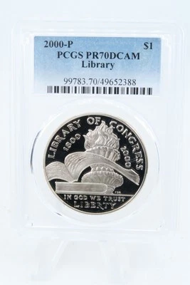 2000-P PCGS PR70DCAM Library Silver Modern Commemorative Dollar Proof - Image 1 of 2