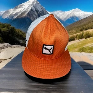 Puma Patch Hat Orange with White Mesh SnapBack Trucker One Size Fits All F1 Race - Picture 1 of 24