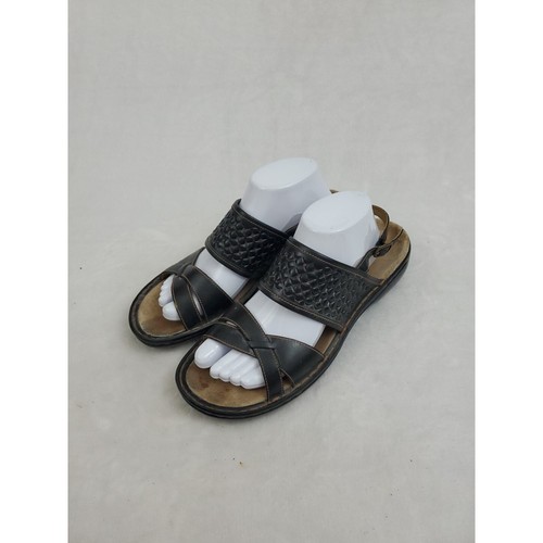 Sandali Clarks slingback con cinturino donna taglia 10 M pelle nera fibbia punta aperta