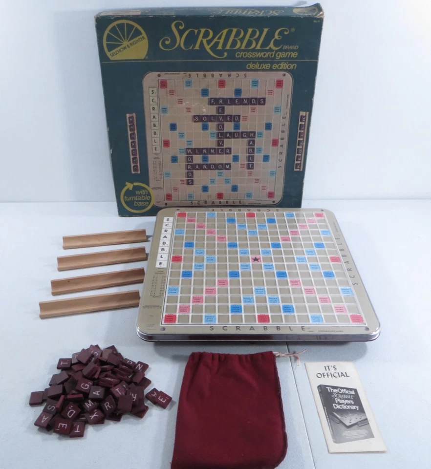 Scrabble Crossword Game 1982 Deluxe Edition W/ Turntable Base Complete No Manual - Image 1 of 4