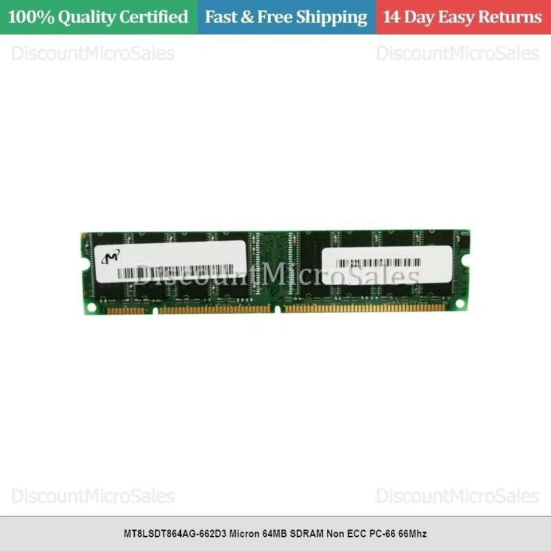 MT8LSDT864AG-662D3 Micron 64MB SDRAM Non ECC PC-66 66Mhz - Image 1 of 1