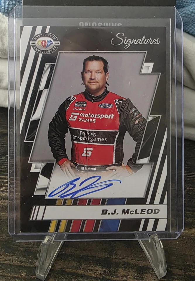 2023 Panini Prizm - Nascar 75th Anniversary Signatures B.J. McLeod #75-BJ (AU) - Image 1 of 2