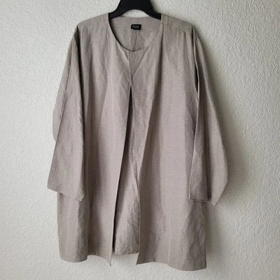 NWOT EILEEN FISHER Women's Silk Linen Textured Jacket Size 1X - Image 1 of 4