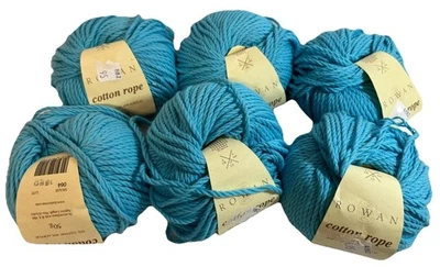 6 Skeins ROWAN Cotton Rope Aran Weight Cotton Blend Yarn, Turquoise 064 50g Lot - Image 1 of 4