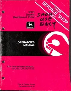 Manual de operador de arado de tablero de molde dibujado John Deere 3600 OM-A43344 F1 - Imagen 1 de 2