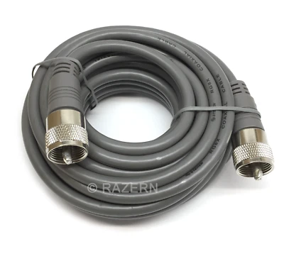 Steren 20 ft Gray RG8X Mini-8 Coax Coaxial PL259 UHF Ham CB Radio Antenna Cable - Image 1 of 4