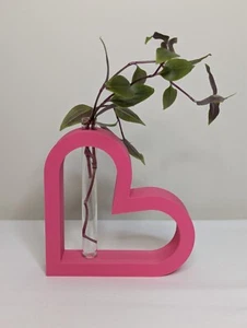 Love Heart PINK Plant Propagation Station Test Tube Vase Display Gift - Picture 1 of 7