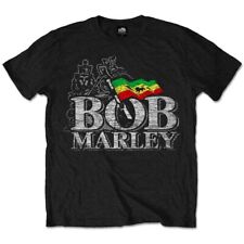Bob Marley Distressed Logo T-Shirt Black New