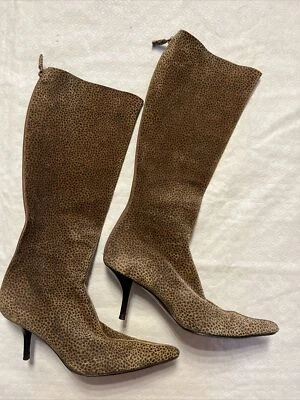 Модные женские кожаные сапоги Walter Steiger с анималистическим принтом на коленях размер 37 США 7 - Изображение 1 из 4