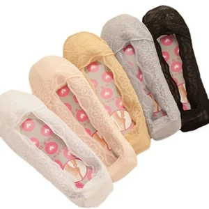 5/10 Pairs No Show Lace Non-Slip Invisible Solid Casual Women Summer Socks 5-9 - Picture 1 of 17