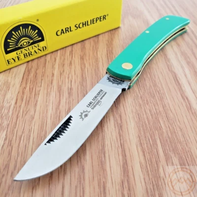 German Eye Clodbuster Jr Folding Knife Stainless Steel Blade Green Synthetic - Image 1 of 4