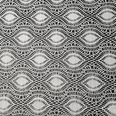 White Eye Lattice Faux Crochet Lace Fabric 62" BY THE YARD Art Deco Design - Image 1 of 4
