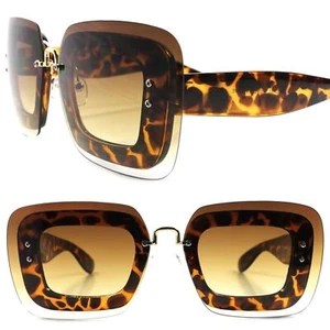 Designer elegante Retro-Stil Damen große übergroße Schildpatt quadratische Sonnenbrille - Bild 1 von 4