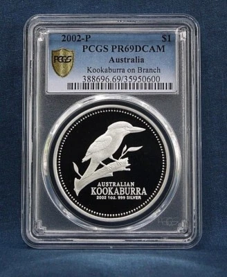2002-P $1 PROOF AUSTRALIA KOOKABURRA PCGS PR69 DCAM *VERY RARE* - Image 1 of 2