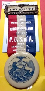 (pgasteelers1) Shamokin PA. 1914 P O S of A 42nd Annual Conv Delegate Badge 🌠 - Picture 1 of 3