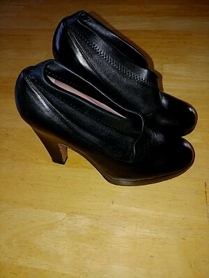 DEREK LAM VERO CUOIO LADIES BLACK LEATHER HEELS-5.5(36 EU)-BARELY WORN-CUTE Foto 1 de 4