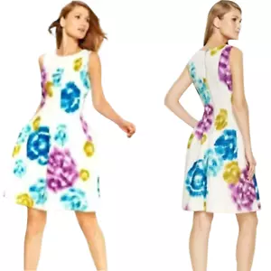 Calvin Klein Dress Size 18 Scuba Ponte Fit Flare Trapeze Floral Office Eclectic - Picture 1 of 15