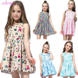 Vestiti estivi bambina senza maniche girocollo vestito cartone animato gonna principessa bambina - Foto 1 di 17