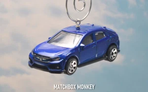 Blue 2017 Honda Civic Christmas Ornament 1/64 Scale Adorno Racing Hatchback - Picture 1 of 10