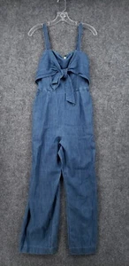 NEW Abercrombie Fitch Jumpsuit Womens M Medium Blue Straight Chambray Front Tie - Picture 1 of 16