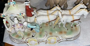 Vintage CARL SCHNEIDER ERBEN Germany Horse Drawn Carriage Figurine Large 12”!! - Picture 1 of 10