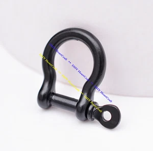 10X 9mm Black U-Shaped Shackle Clasp for Keyring Keychain DIY Bracelet Connector - Picture 1 of 12