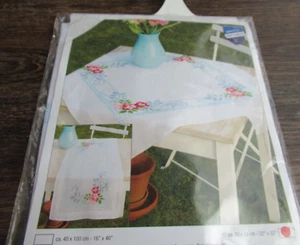 Vervaco Verachtert Table Topper Embroidery Cross Stitch ROSES Blue 32"x32" - Picture 1 of 6